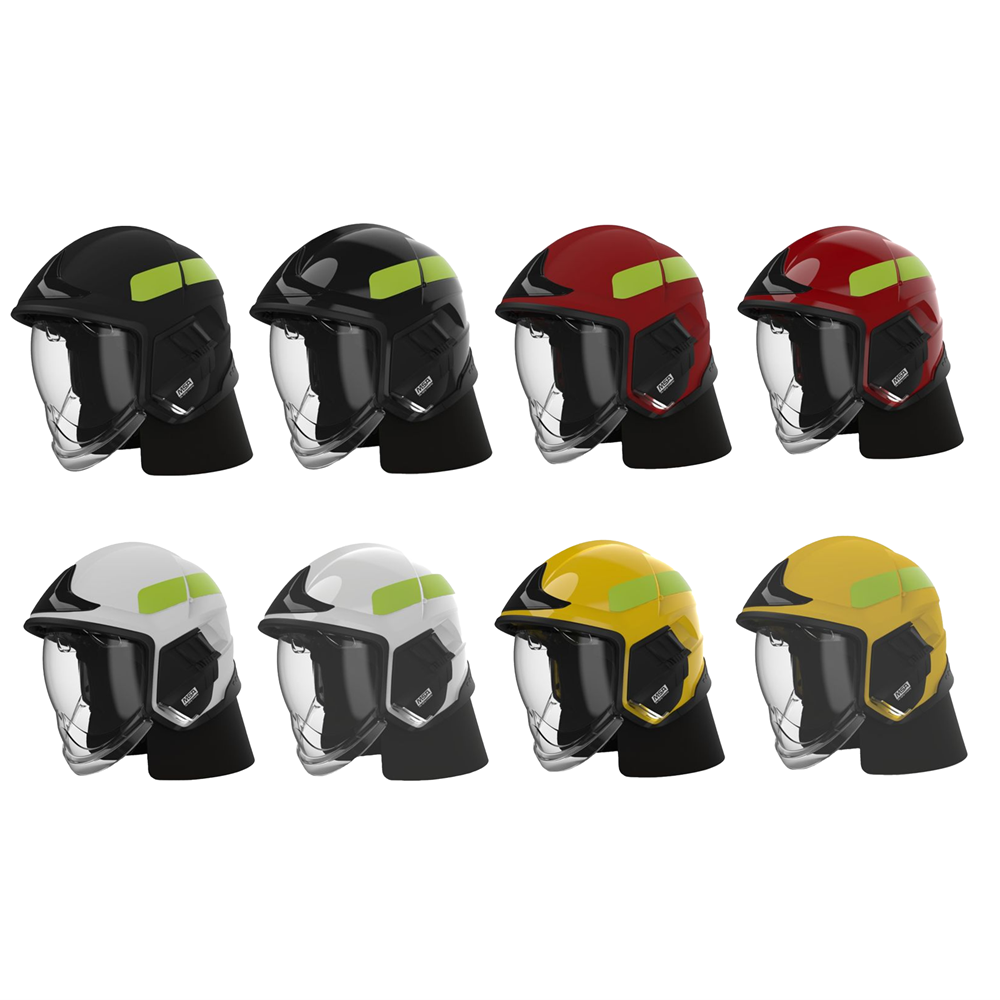 MSA Cairns XF1 helmet, visor, ear laps, clear f/shield, light mod