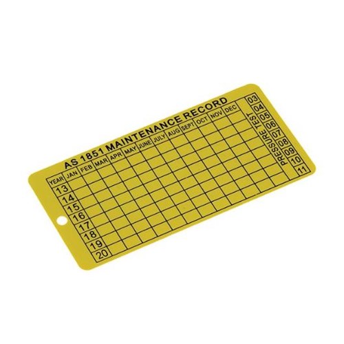 Fire Extinguisher Maintenance Date tag