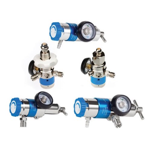 O-Two Regulator MRI Brass Pin-Indexed Yoke 2 X DISS outlet with therapy flow