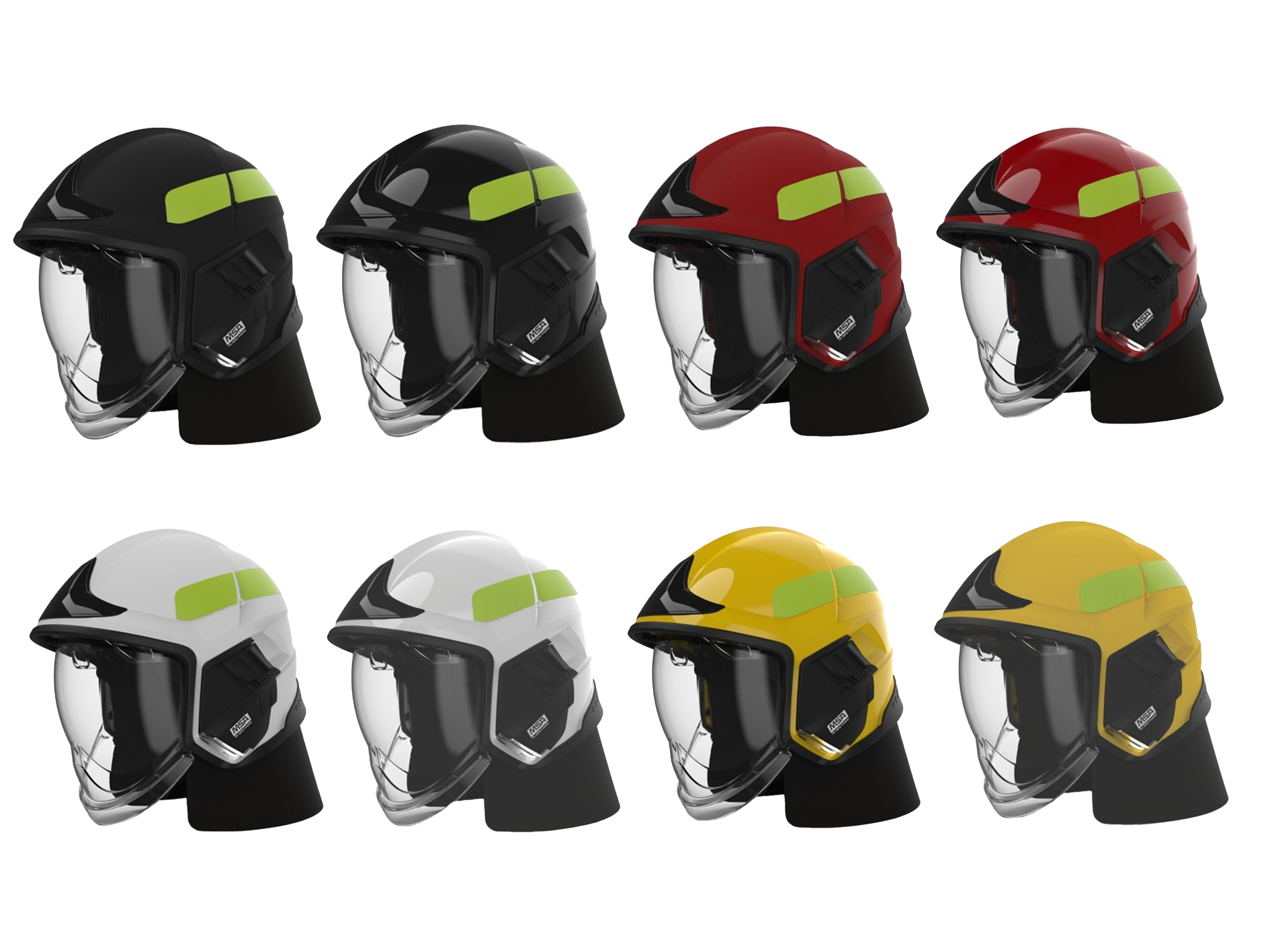 MSA Cairns XF1 helmet, visor, ear laps, clear f/shield, light mod